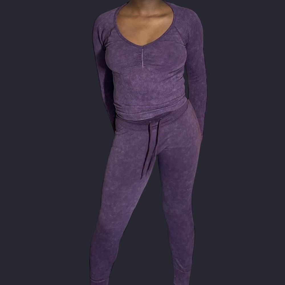 Purple victoria secret stretchy activewear set.
